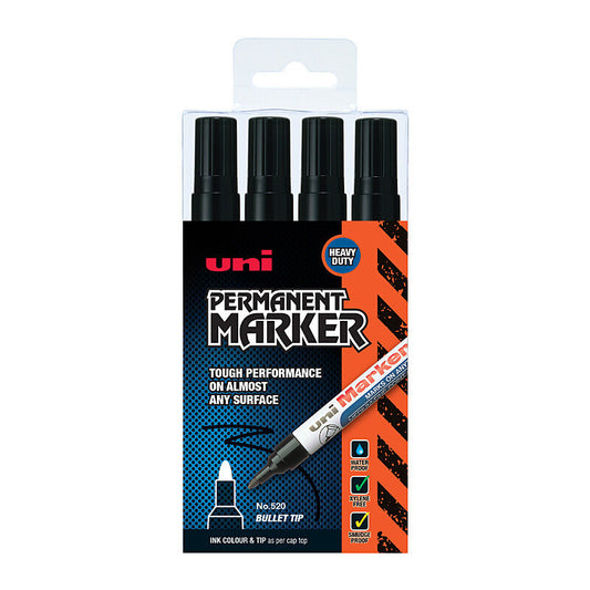 uni 520 Bullet Indust Blk Pk4