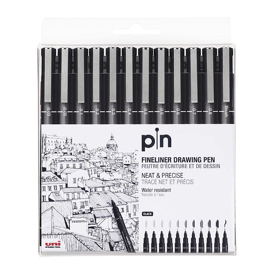 uni Pin Fine Liner Asst Pk12