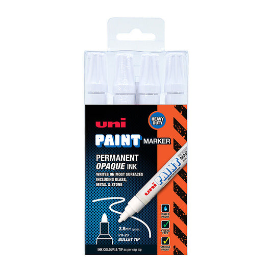 uni Paint Mrk PX20 Wht Ind Pk4