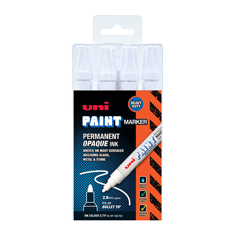 uni Paint Mrk PX20 Wht Ind Pk4