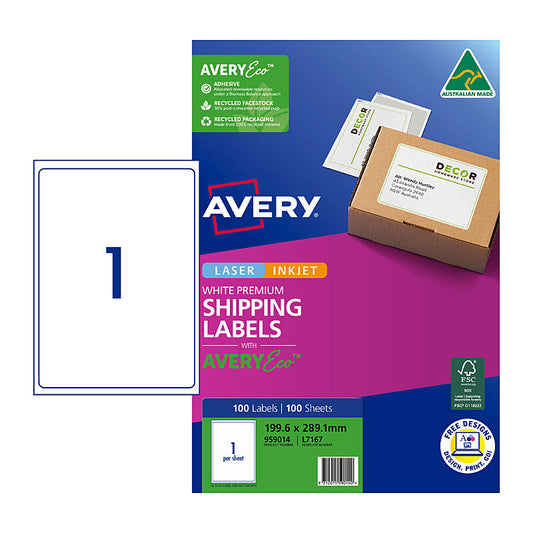 AveryEco Label L7167 1UP Pk100